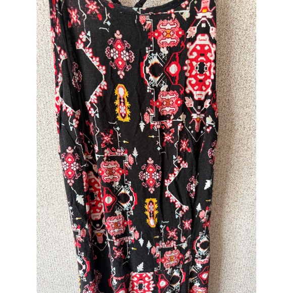 Material Girl Maxi Dress Black Boho Tribal Print Spaghetti Strap CrissCross Back - Picture 2 of 9
